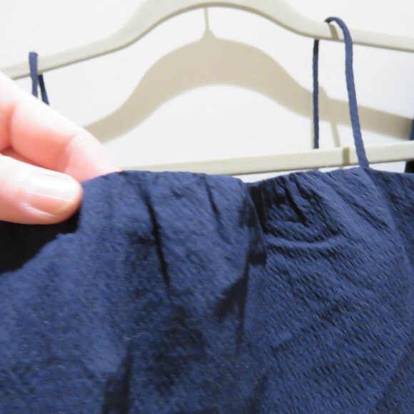 LOVE BONITO Cropped Puff Sleeve Top in Navy Feminine Academia - Size US 4 NWT - Picture 6 of 11